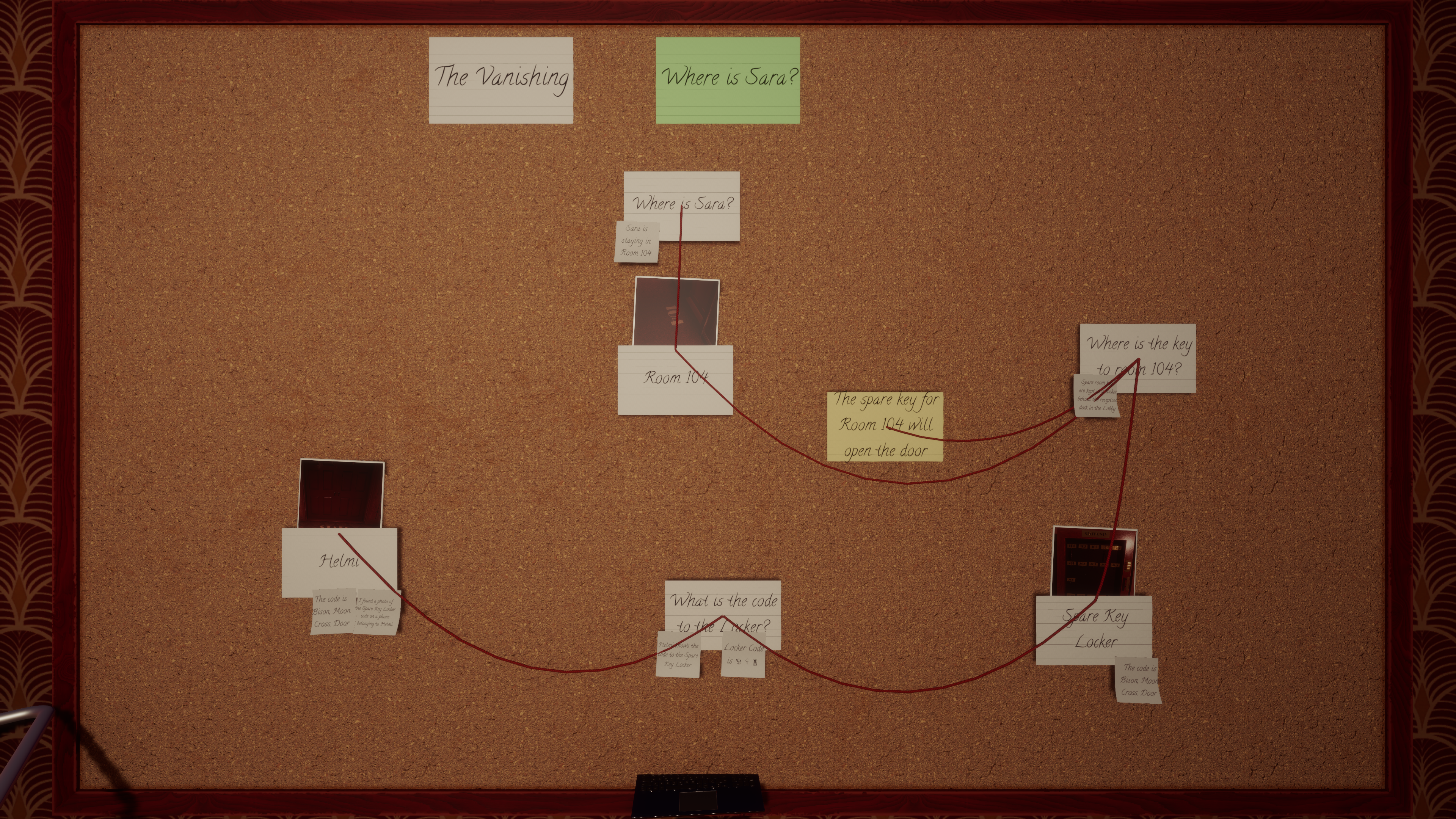 A screenshot showing a partially filled out mystery board.